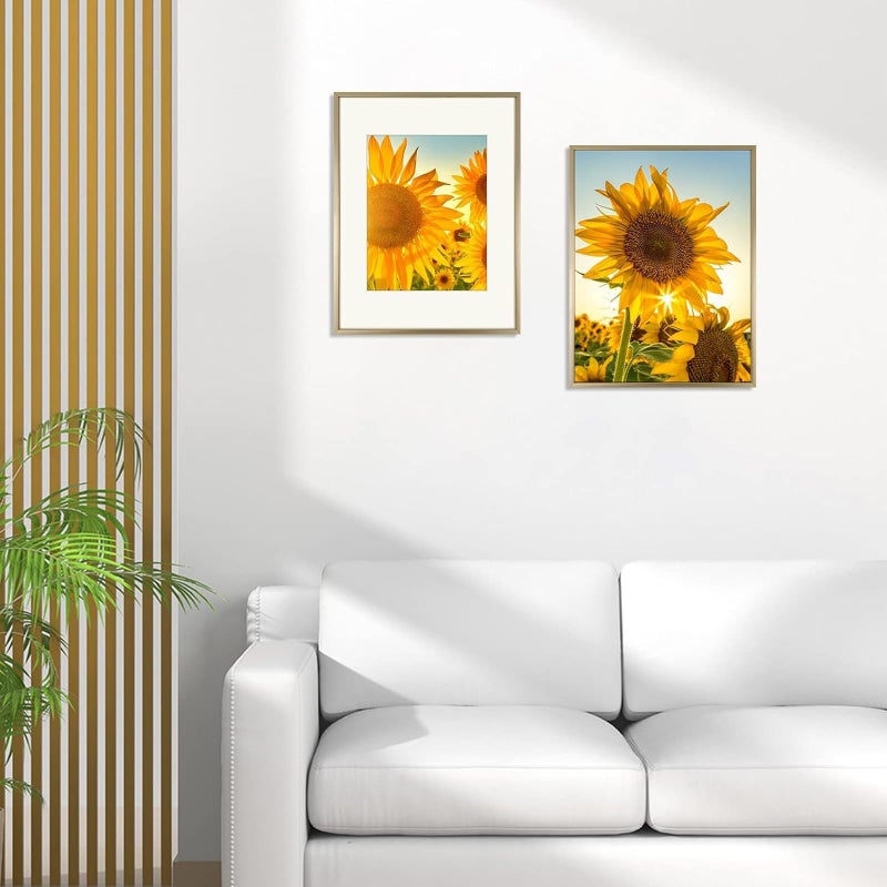 Frametory, 12x16 Aluminum Picture Frame - 12 x 16 Gold Frame with Removable Mat for 8.5 x 11 Photo - 16 by 12 Durable Metal Frame with Real Glass - Sawtooth Hanger for Easy Wall Display - 1 Pack - Image 5